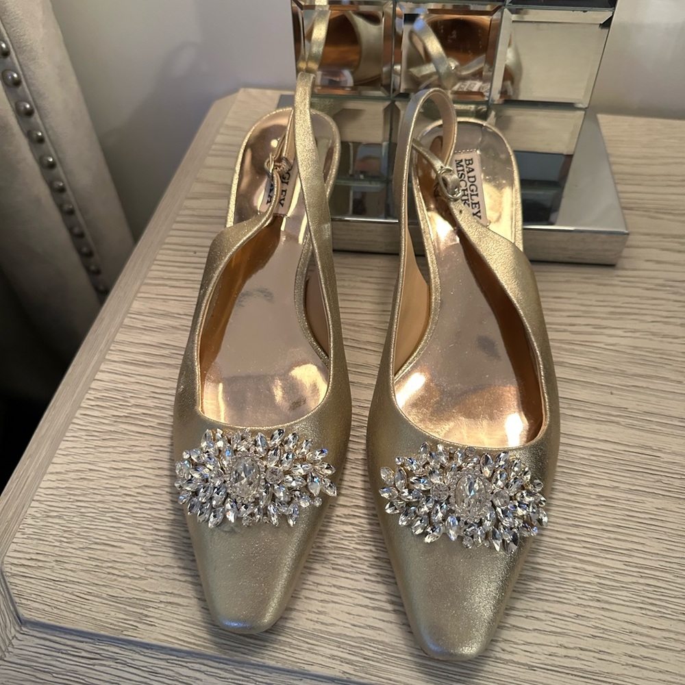 Badgley Mischka Gold Embellished Heels